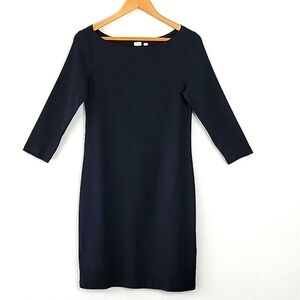 GAP Black Modern Boatneck 3/4 Sleeve Cotton Sheath Dress size M Neutral